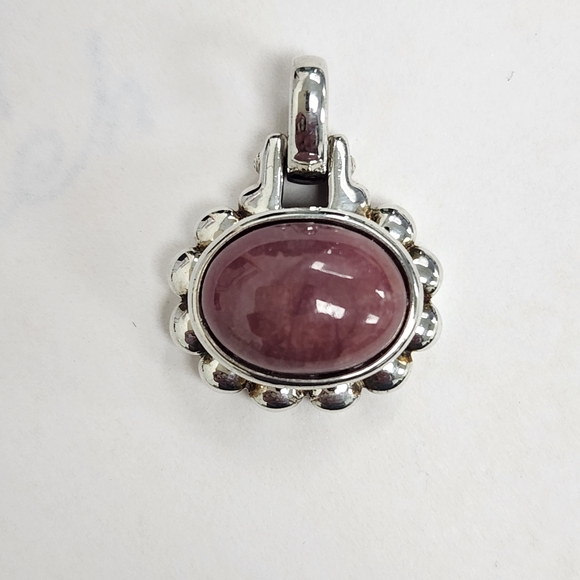 Sterling Silver Oval Rhodonite Pendant - Picture 2 of 7